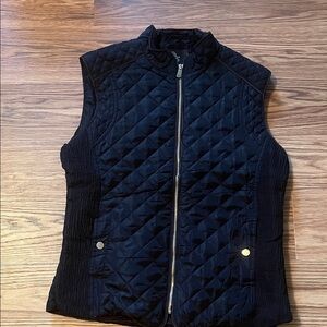 Black Quilted Girls Vest, Fake Fur Lined, Size XL
